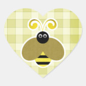 Bumble bee Yellow checks Hart Sticker (Voorkant)