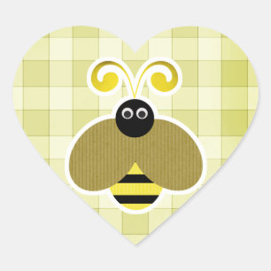 Bumble bee Yellow checks Hart Sticker