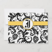 Bumble bee Yellow Damask-reactiekaart - RSVP Kaartje (Voorkant)