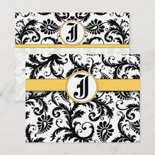 Bumble bee Yellow Damask-reactiekaart - RSVP Kaartje (Voorkant / Achterkant)