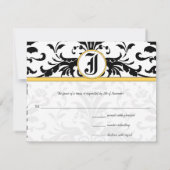Bumble bee Yellow Damask-reactiekaart - RSVP Kaartje (Achterkant)