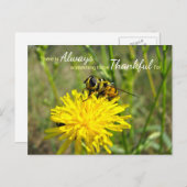 Bumble bee Yellow Dandelion Altijd bedankt Briefkaart (Voorkant / Achterkant)