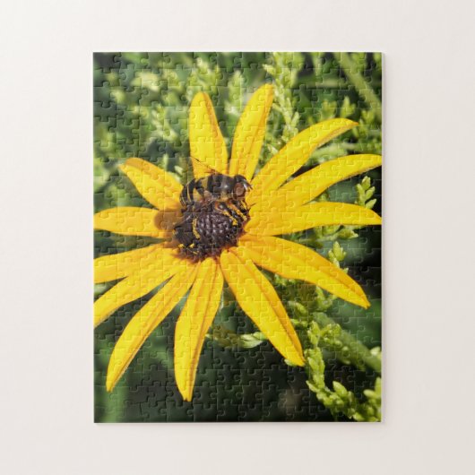 Bumble Bee Yellow Flower Foto Legpuzzel (Verticaal)