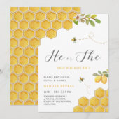 Bumble Bee Yellow Honeycomb Baby Gender onthulling Kaart (Voorkant / Achterkant)