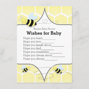 Bumble BEE Yellow Wishes for Baby shower Game Kaart