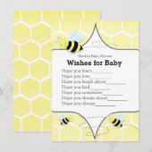 Bumble BEE Yellow Wishes voor Baby shower Game Kaart (Voorkant / Achterkant)