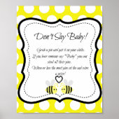 Bumble bee Zeg geen Baby-Baby shower Game Poster (Voorkant)