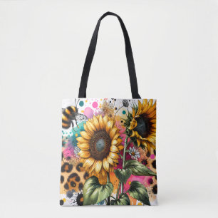 Bumble Bee Zonnebloem Luipaard Print Tote Bag
