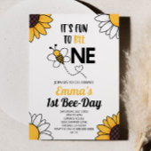 Bumble Bee Zonnebloemen Eerste 1e Verjaardagsfeest Kaart