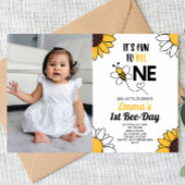 Bumble Bee Zonnebloemen Eerste 1e Verjaardagsfeest Kaart