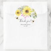 Bumble bee zonnebloemen roze geel ronde sticker (Tas)