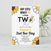 Bumble Bee Zonnebloemen Tweede 2e Verjaardagsfeest Kaart (Staand voorkant)
