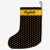Bumble Bee Zwart en Geel Polka Dot Custom Kleine Kerstsok (Achterkant)