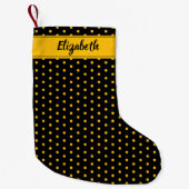 Bumble Bee Zwart en Geel Polka Dot Custom Kleine Kerstsok (Voorkant)