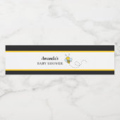 Bumble Bee Zwart en Goud Baby shower Waterfles Etiket (Enkel label)