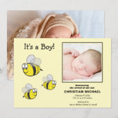 Bumble Bees Baby Foto geboorteaankondiging Feestdagenkaart (Voorkant / Achterkant)