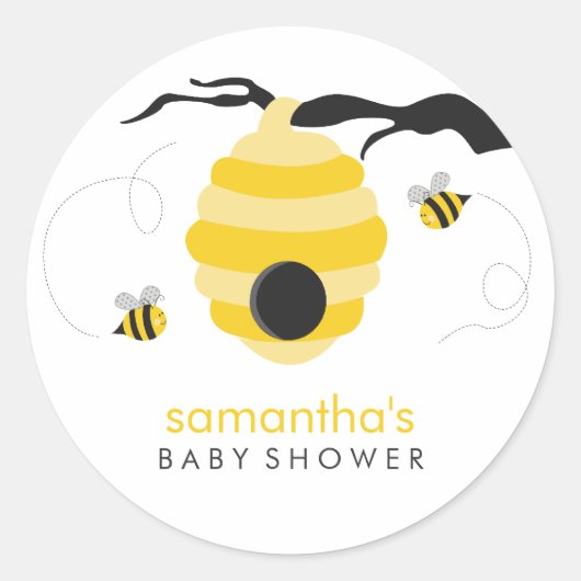 Bumble Bees Baby shower Ronde Sticker (Voorkant)