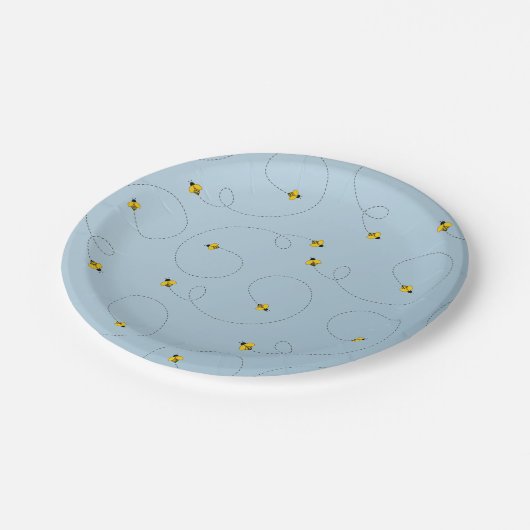 Bumble Bees Cornflower Blue Papieren Bordje (Gekanteld)