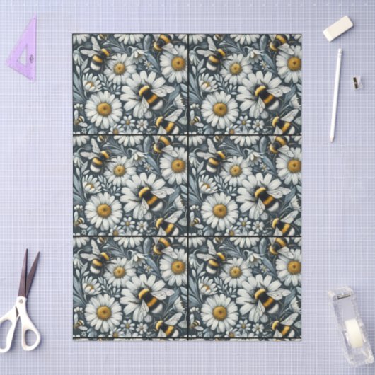 Bumble Bees & Daisies Floral Decoupage Tissuepapier (Craft)