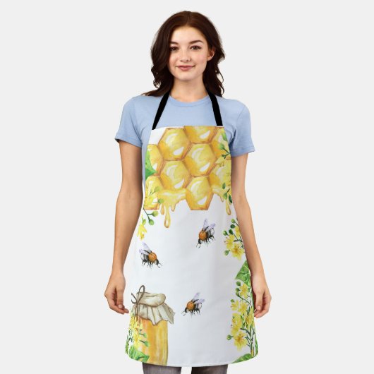 Bumble bees drift honinggele bloemkolen schort (Gedragen)