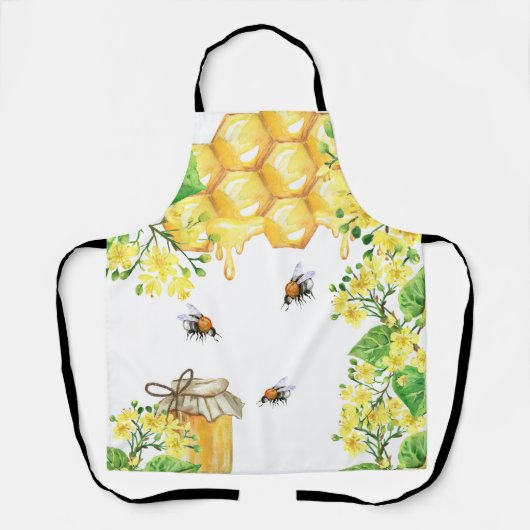 Bumble bees drift honinggele bloemkolen schort (Voorkant)