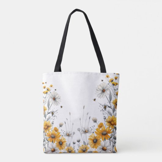 Bumble Bees en Daisies Lover Daisy Gele Bloem Tote Bag (Achterkant)