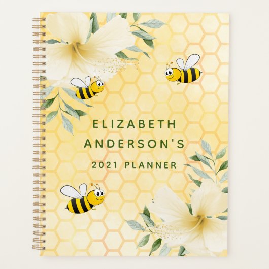 Bumble bees gele honingraat tuin achtertuin 2024 planner (Voorkant)