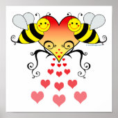 Bumble bees Hearts Love Poster (Voorkant)