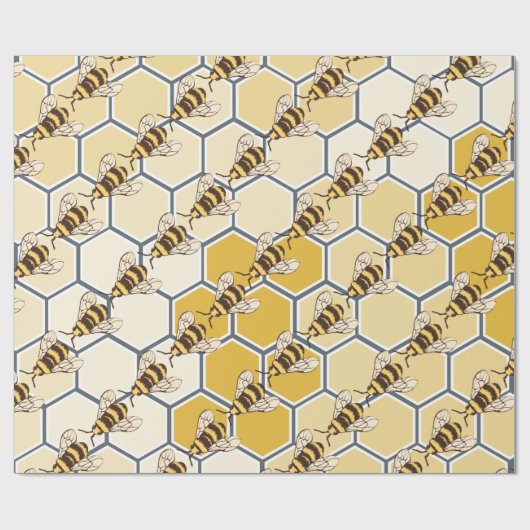Bumble Bees Honeycomb Cadeaupapier (Vlak)