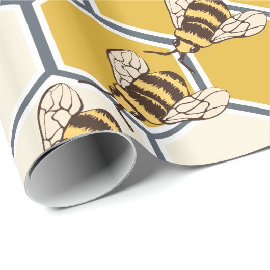 Bumble Bees Honeycomb Cadeaupapier (Rol Hoek)
