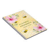 Bumble bees honeycomb roze florals vaartuigen notitieboek (Rechterzijde)