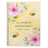 Bumble bees honeycomb roze florals vaartuigen notitieboek (Voorkant)