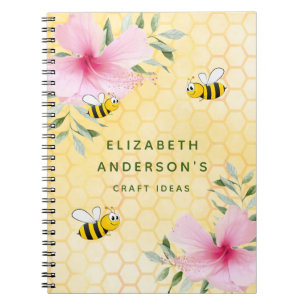 Bumble bees honeycomb roze florals vaartuigen notitieboek