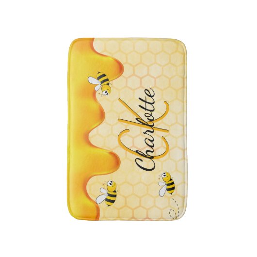 Bumble bees honingraat honingraat druppelmonogram badmat (Voorkant Verticaal)