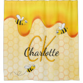 Bumble bees honingraat honingraat druppelmonogram douchegordijn (Voorkant)