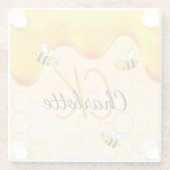 Bumble bees honingraat honingraat druppelmonogram glazen onderzetter (Achterkant)