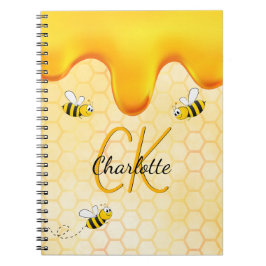 Bumble bees honingraat honingraat druppelmonogram notitieboek