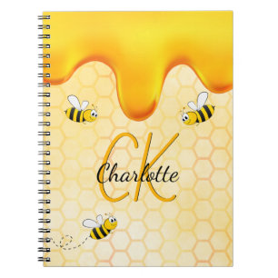Bumble bees honingraat honingraat druppelmonogram notitieboek