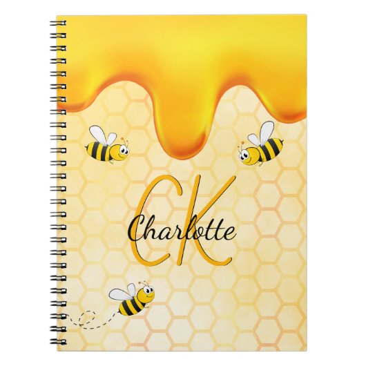 Bumble bees honingraat honingraat druppelmonogram notitieboek (Voorkant)