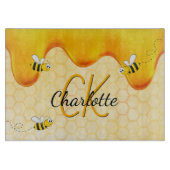 Bumble bees honingraat honingraat druppelmonogram snijplank (Voorkant)