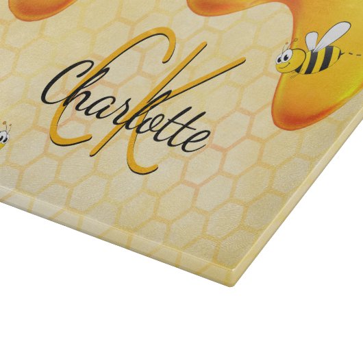 Bumble bees honingraat honingraat druppelmonogram snijplank (Hoek)