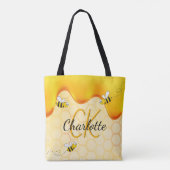 Bumble bees honingraat honingraat druppelmonogram tote bag (Achterkant)