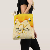 Bumble bees honingraat honingraat druppelmonogram tote bag (Dichtbij)