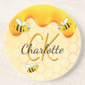 Bumble bees honingraat honingraat druppelt monogra zandsteen onderzetter (Voorkant)