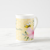 Bumble bees yellow honeycomb floral name porselein kop (Voorkant rechts)
