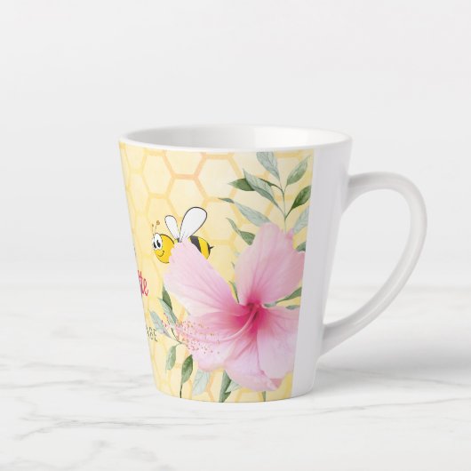 Bumble bees yellow honeycomb roze bossbaba latte mok (Rechts)