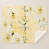 Bumble bei florals yellow honeycomb pret monogram sherpa deken (Voorkant (horizontaal))