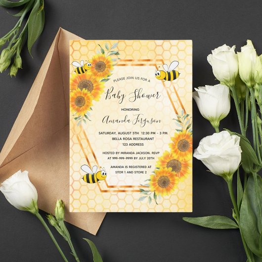 Bumble bei honeycomb baby shower kaart