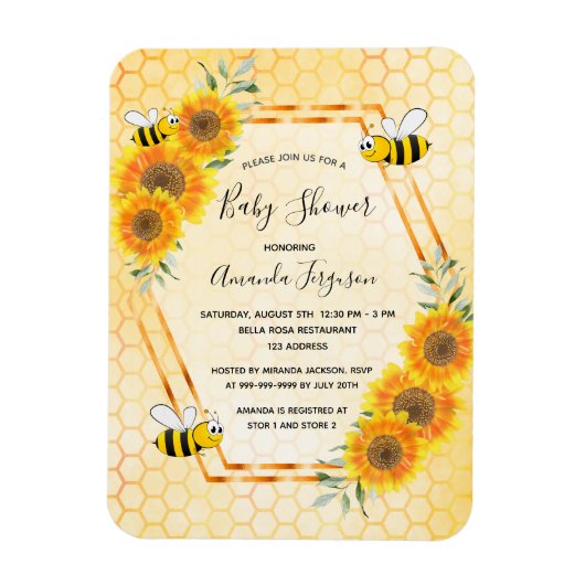 Bumble bei honeycomb baby shower magneet (Verticaal)