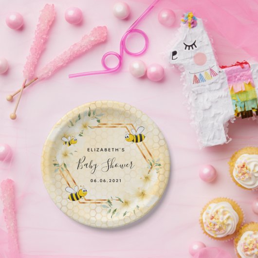 Bumble bei honeycomb baby shower zomerbloem papieren bordje (Feest)